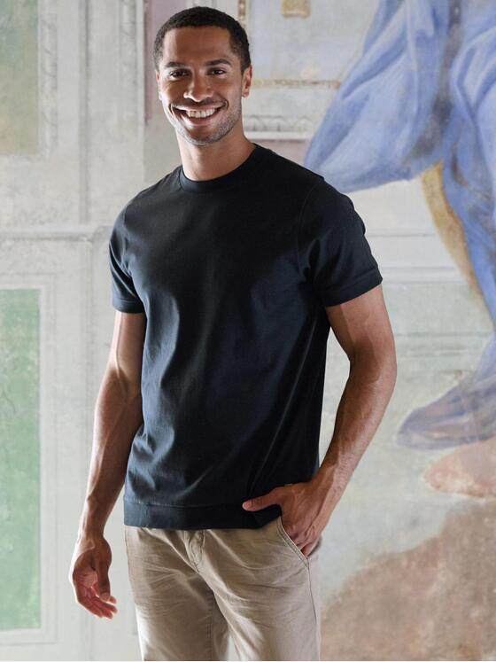 emilio adani Herren T-Shirt aus hochwertigem Garn Schwarz 39312