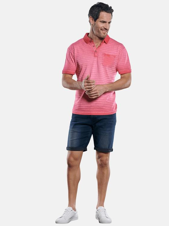 engbers Herren Poloshirt mit innovativen Strukturstreifen Lachsrot 29729