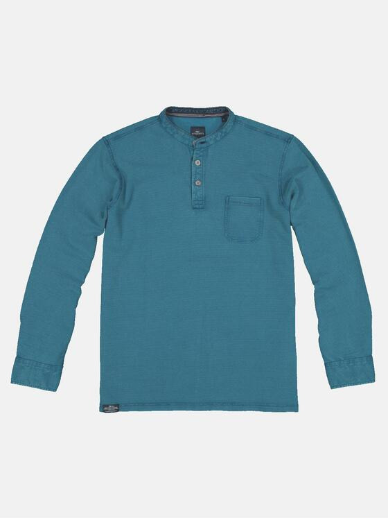 engbers Herren Henley-Shirt mit feiner Struktur Türkis 32784