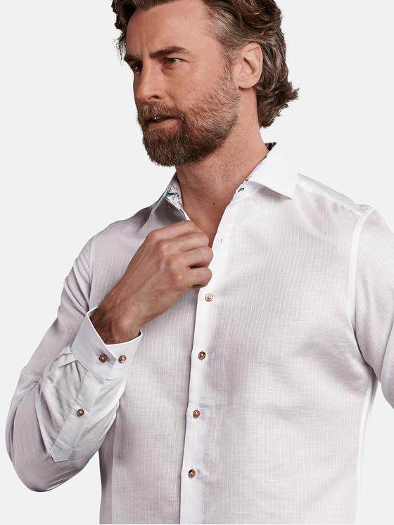 ENGBERS GERMANY Herren Langarmhemd aus hochwertigem Leinenmaterial Reinweiss 29783