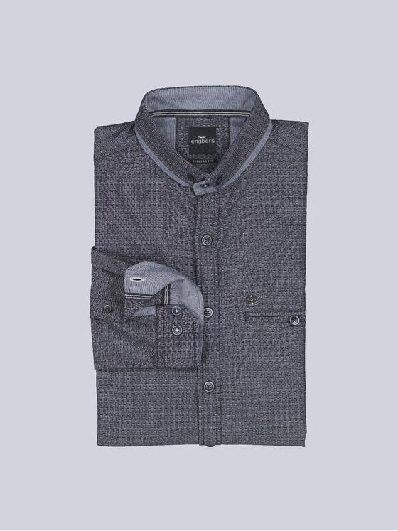 engbers Herren Langarm-Hemd strukturiert Marineblau 39435