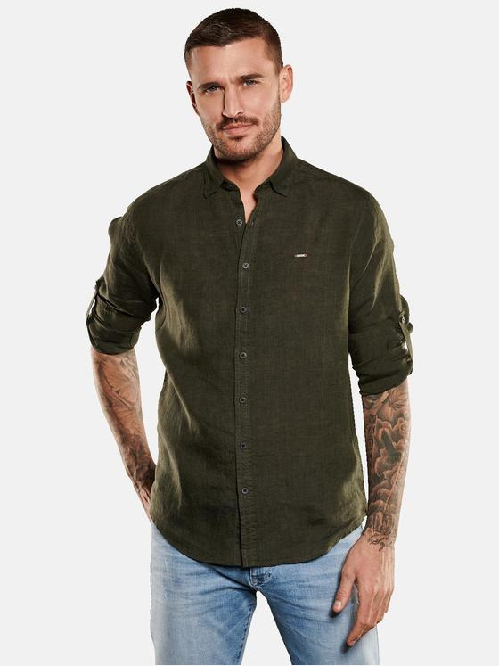 emilio adani Herren Hemd uni Grün 35149