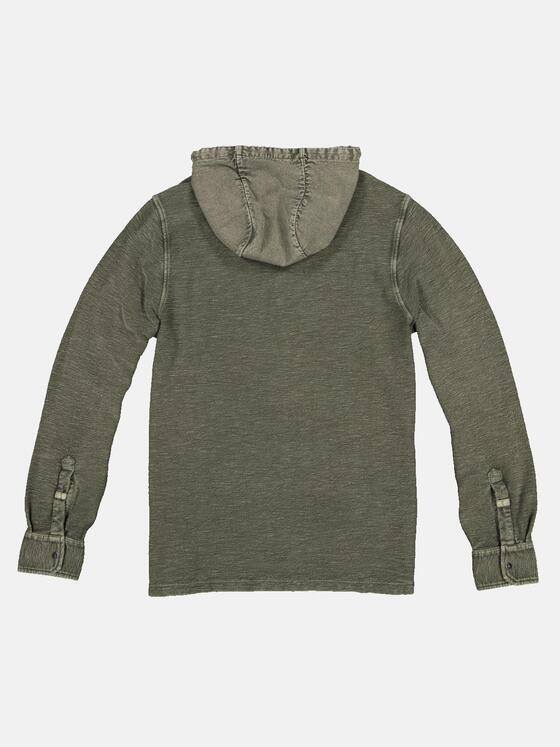 emilio adani Herren Langarm-Shirt mit Kapuze Grün 32714