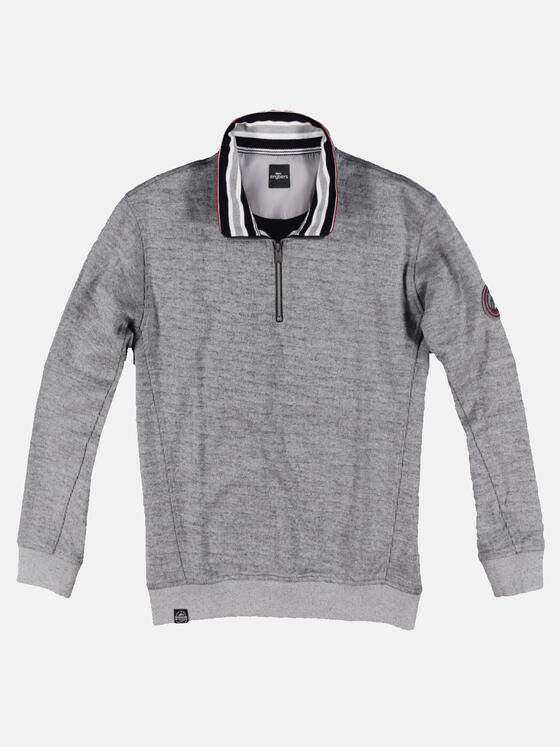 engbers Herren Sweatshirt mit Kontrastdetails am Kragen. Kieselgrau 30948