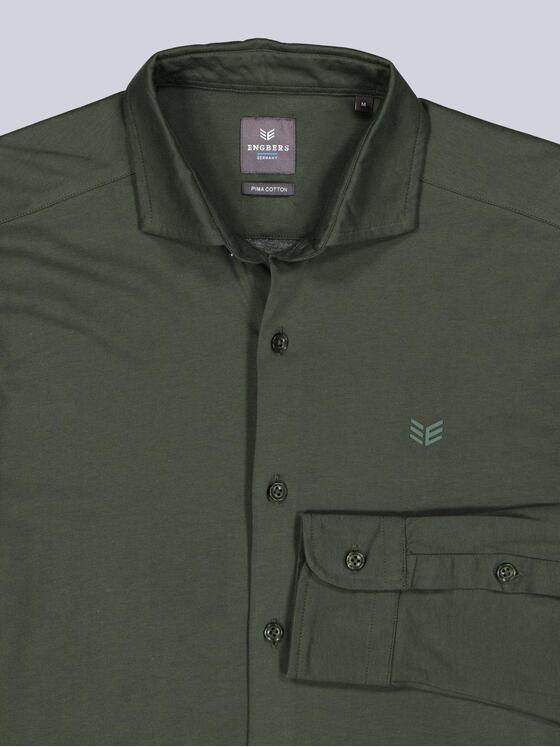 ENGBERS GERMANY Herren Langarm-Hemd aus Pima Baumwolle Dunkelgruen 39573