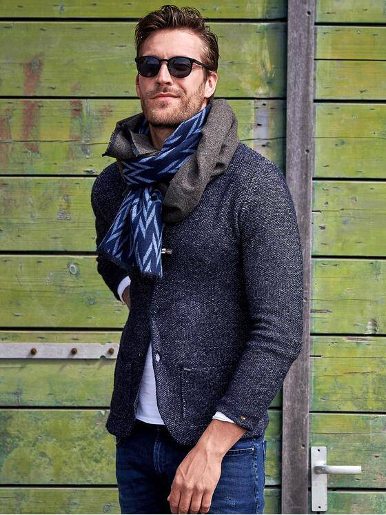 emilio adani Herren Sportives Stricksakko Blau 30571