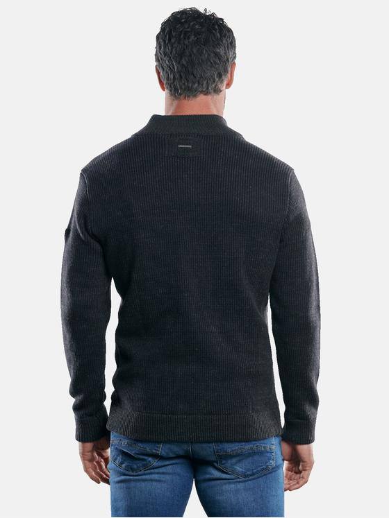 engbers Herren Sportliche Materialmix-Strickjacke Schwarz 30474