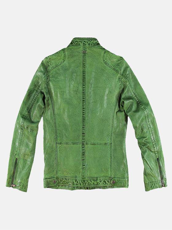 engbers Herren Sportive Lederjacke im Bikerstyle Grasgruen 31035