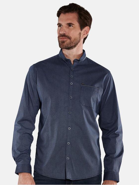 engbers Herren Langarm-Hemd gemustert Blau 36054