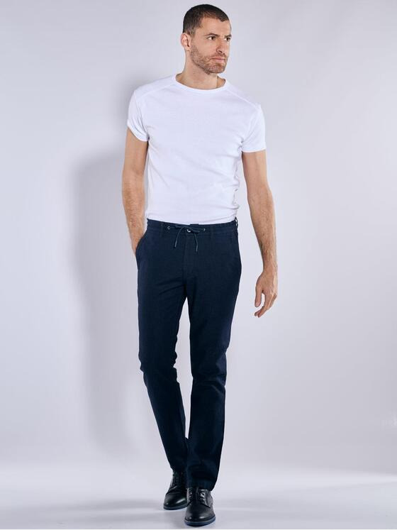 engbers Herren Chino mit Leinenanteil Blau 37039
