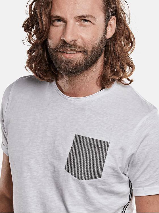 emilio adani Herren Shirt mit Kontrasttasche Weiß 28561