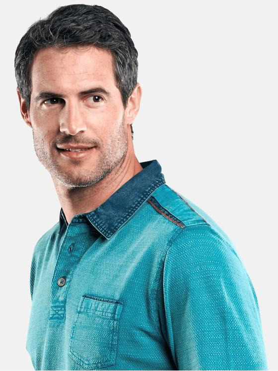 engbers Herren Poloshirt langarm Petrolgruen 29233