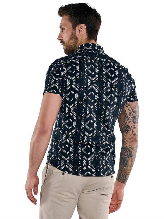 emilio adani Herren Kurzarm-Hemd slim fit Schwarz 36540