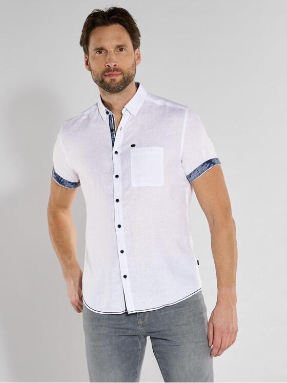 engbers Herren Kurzarm-Hemd aus Leinen Reinweiss 36628