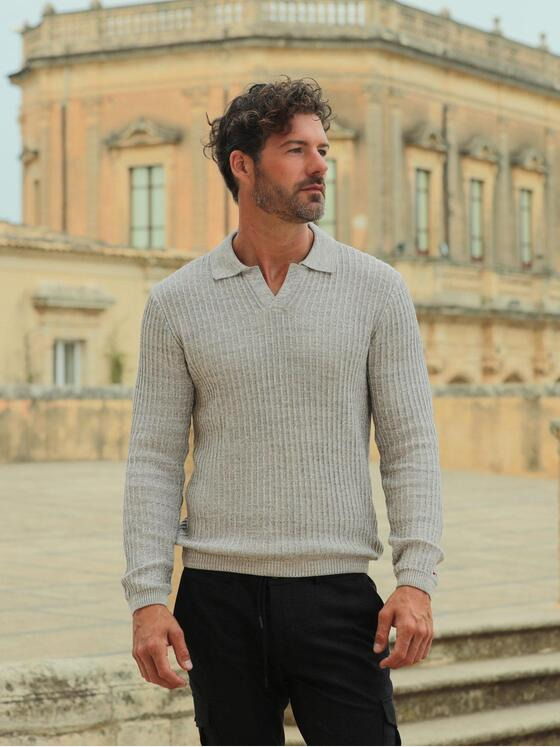 emilio adani Herren Pullover strukturiert Beige 37335