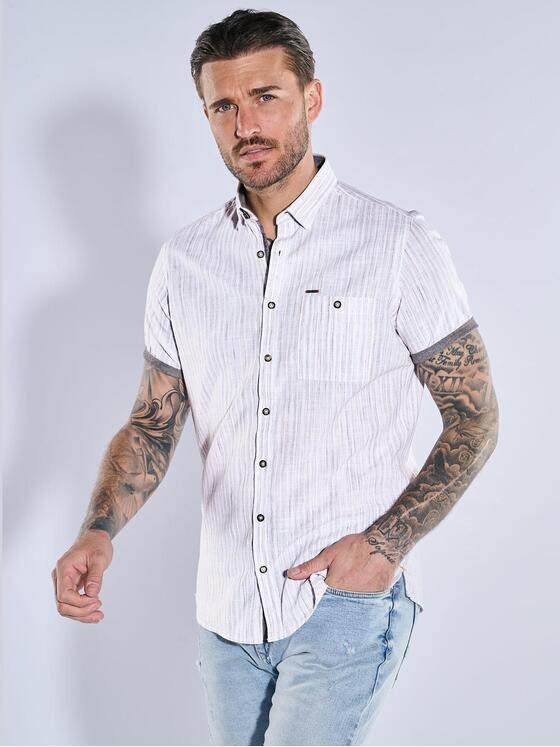 emilio adani Herren Kurzarm-Hemd gestreift Braun 38898
