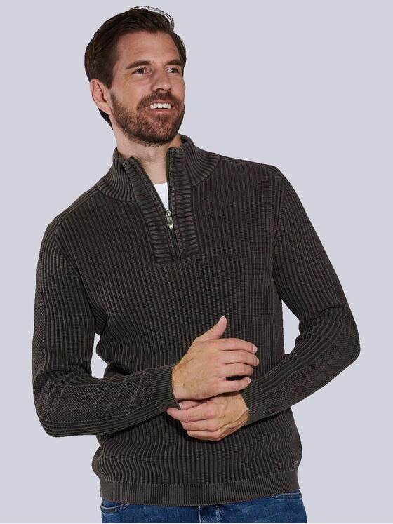 engbers Herren Pullover mit Troyerkragen Dunkelbraun 36093