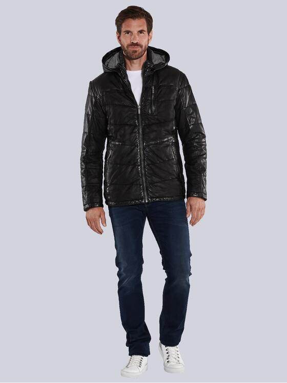 ENGBERS GERMANY Herren Lederjacke aus Materialmix Schwarz 35439
