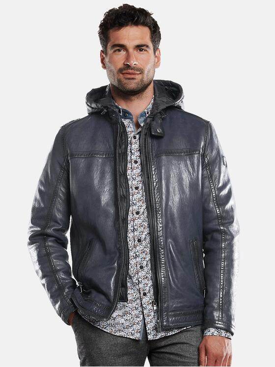 engbers Herren Lederjacke mit abnehmbarer Kapuze Saphirblau 31846