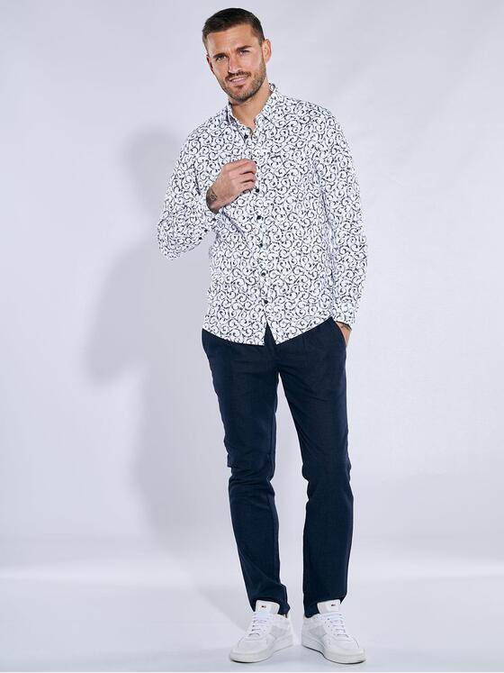 emilio adani Herren Langarm-Hemd gemustert Blau 38266