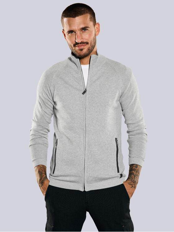 emilio adani Herren Cardigan uni Grau 35321