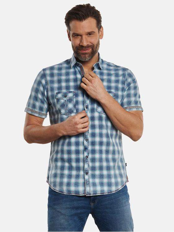 engbers Herren Hemd kariert Blautuerkis 32286