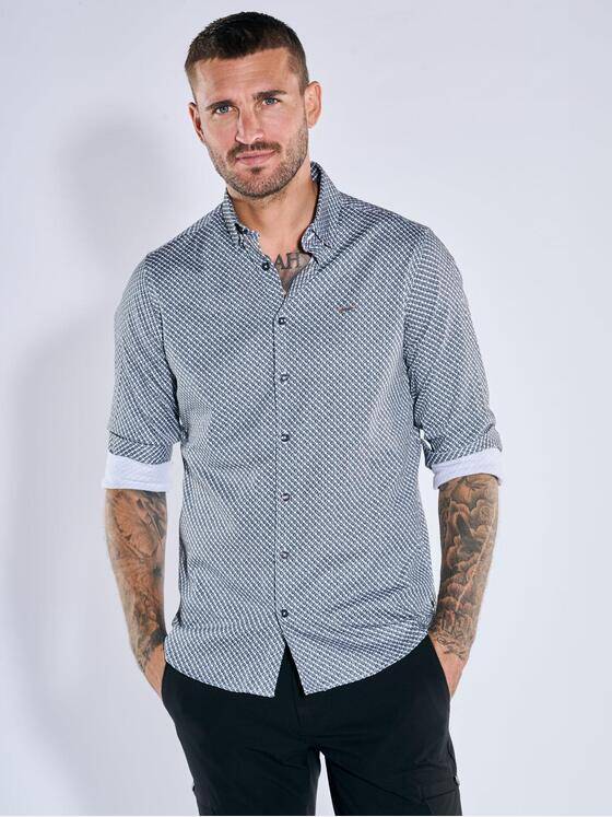 emilio adani Herren Langarm-Hemd satiniert Hellgrau 39600