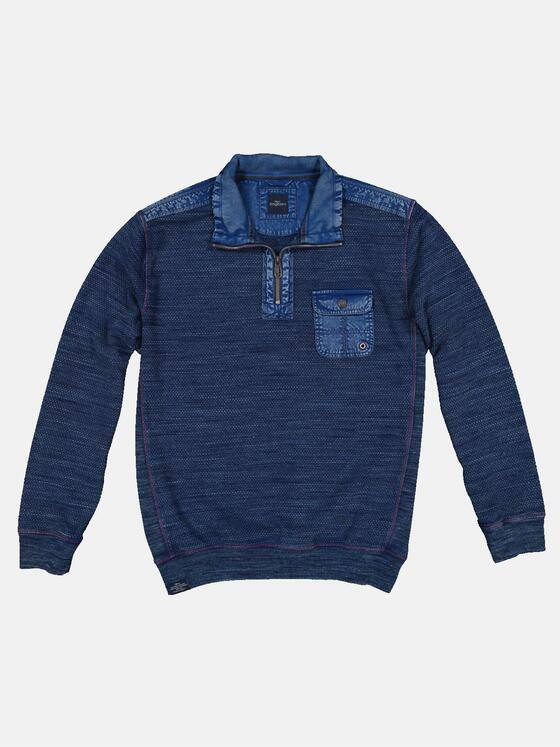 engbers Herren Sweatshirt Troyer-Kragen Indigoblau 33389