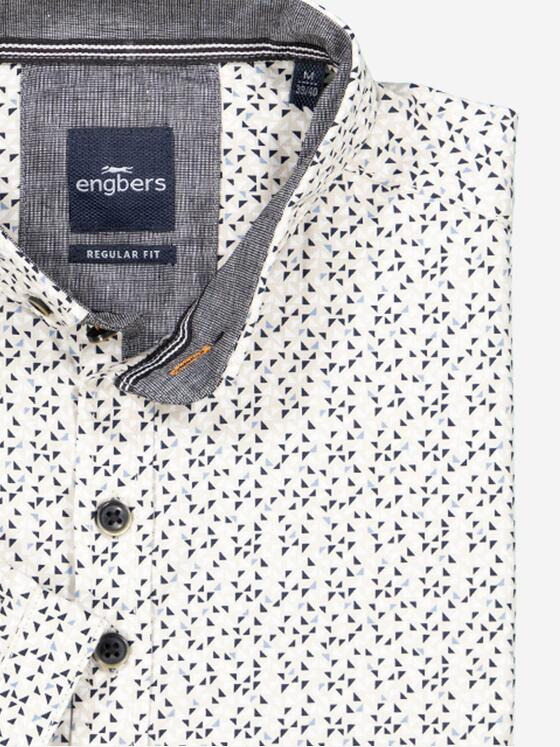 engbers Herren Kurzarm-Hemd gemustert Beige 37016