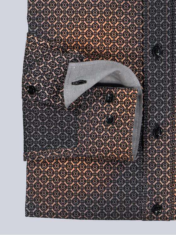 engbers Herren Langarm-Hemd gemustert Orange 35523