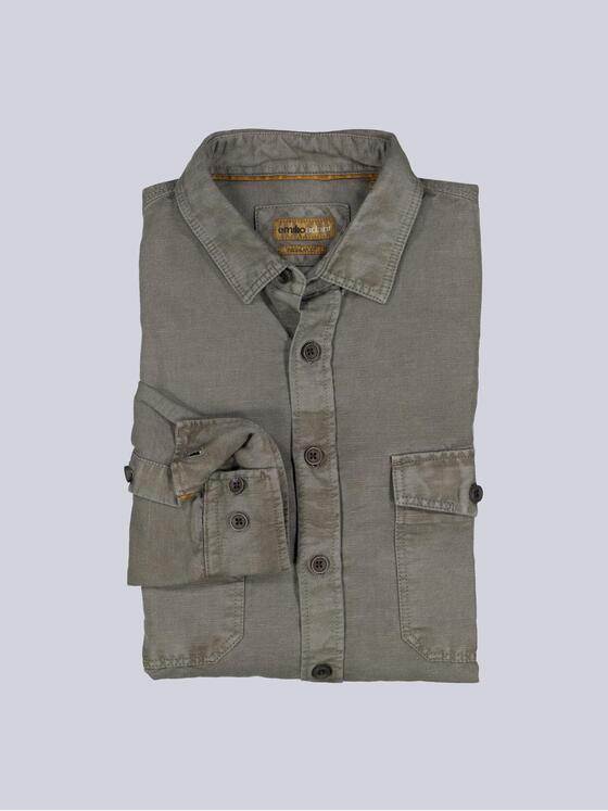 emilio adani Herren Overshirt mit Leinenanteil Khaki 38639