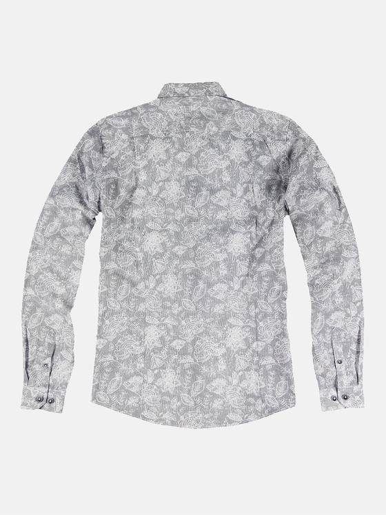 emilio adani Herren Langarm-Hemd mit floralem Print Blau 32055