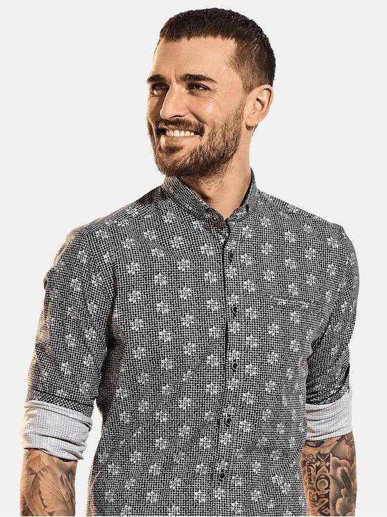 emilio adani Herren Langarm-Hemd gemustert Blau 32412
