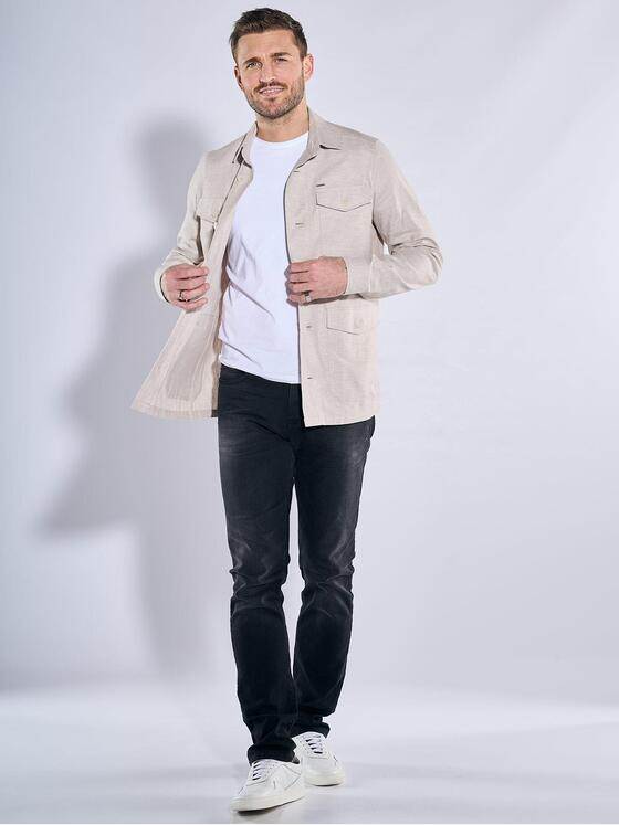 emilio adani Herren Overshirt mit Leinenanteil Beige 38765