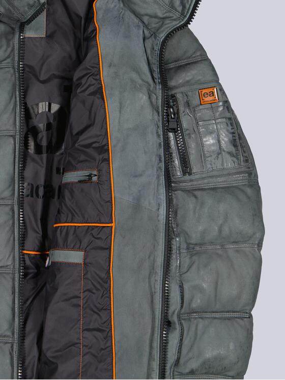 emilio adani Herren Lederjacke mit abnehmbarer Kapuze Mittelblau 39279