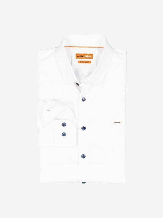 emilio adani Herren Langarm-Hemd uni Weiß 37283