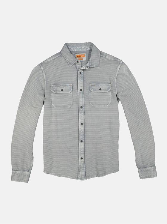 emilio adani Herren Langarm-Shirt mit Polokragen Grau 33733