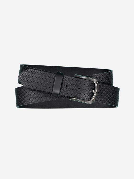 engbers Herren Ledergürtel geprägt Schwarz 37862
