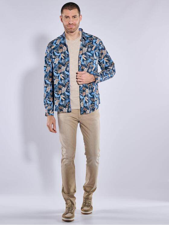 engbers Herren Langarm-Hemd gemustert Blau 37019