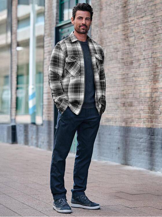 engbers Herren Langarm-Hemd gemustert Saphirblau 39639