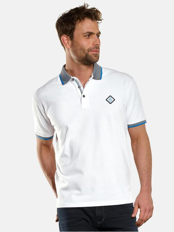 engbers Herren Polo-Shirt mit Kontrastdetails Weiß 33141