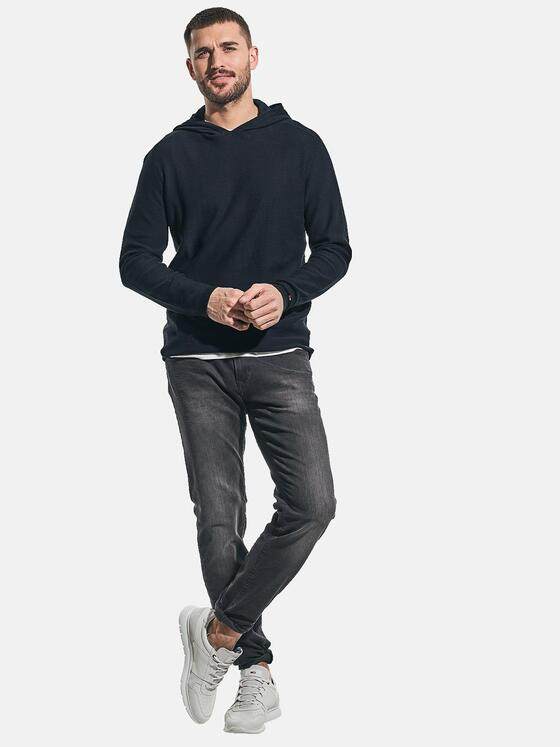 emilio adani Herren Sportiver Strickpullover mit Kapuze Schwarz 31230