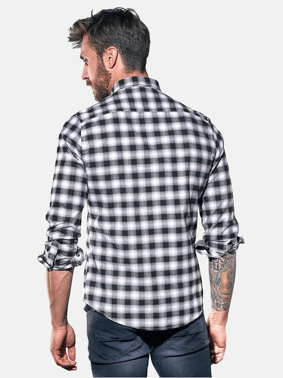 emilio adani Herren Karohemd mit Kontrastdetails Grau 30845