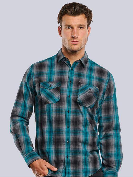 engbers Herren Karohemd Petrolblau 33633