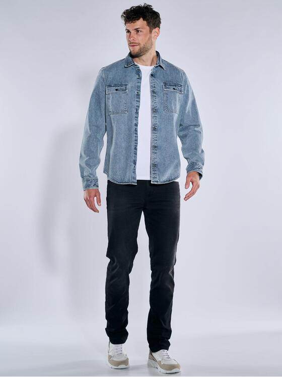 emilio adani Herren Langarm-Hemd uni Indigoblau 39202