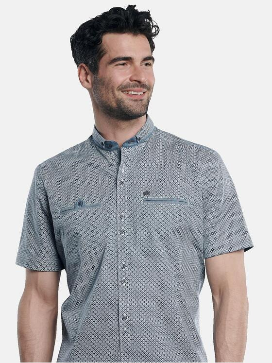 engbers Herren Kurzarm-Hemd-gemustert Saphirblau 31592
