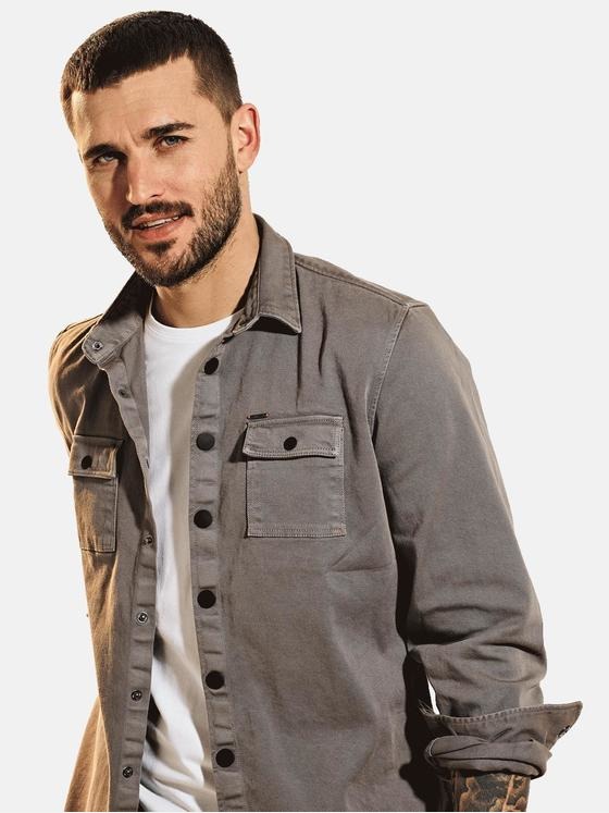 emilio adani Herren Langarm-Hemd uni Grau 31610