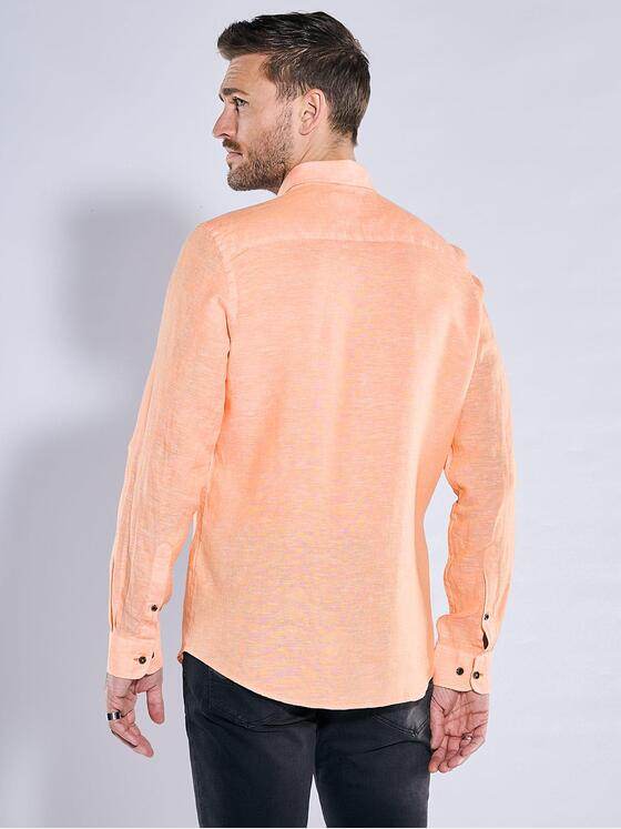 emilio adani Herren Langarm-Hemd aus Leinen Orange 38565