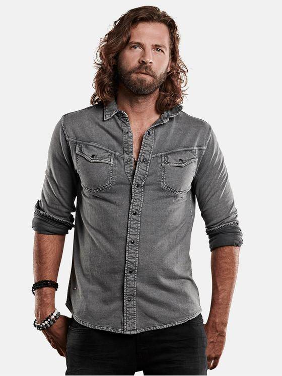 emilio adani Herren Hemd aus Sweat Grau 28865