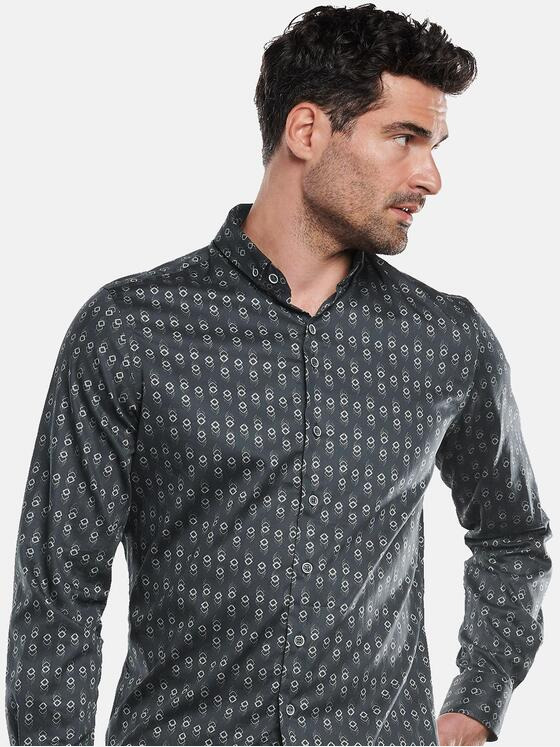 ENGBERS GERMANY Herren Langarm-Hemd dezent glänzend Anthrazit 31887